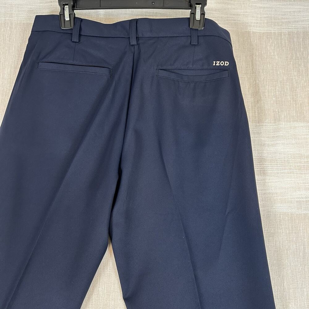 IZOD Men's Golf Pants Sz 34x34 Navy Blue Flex Waist Flat Front Performance Pants - Picture 4 of 8